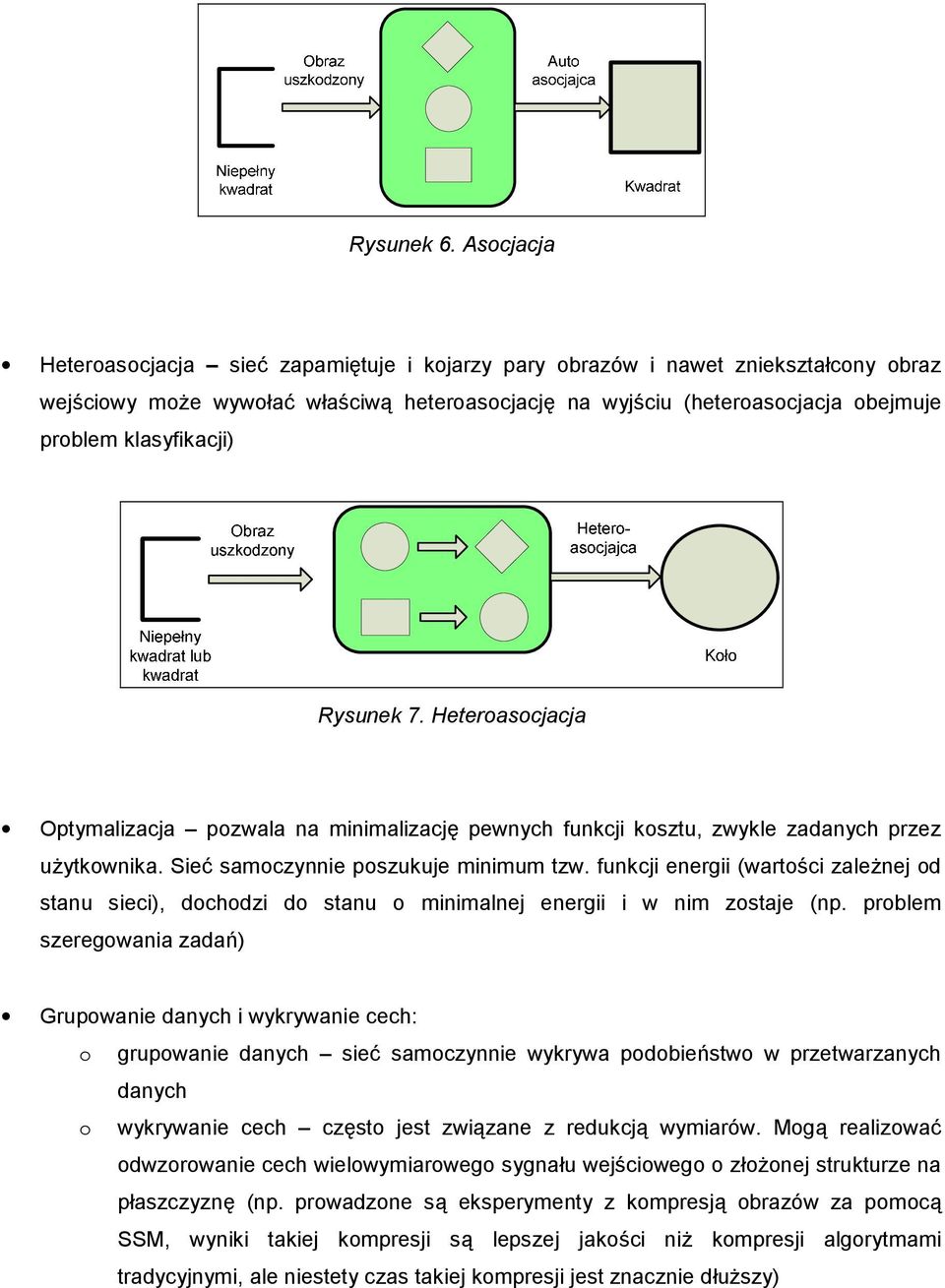 Rysunek 7. Heteroasocjacja Optymalizacja pozwala na minimalizacj2 pewnych funkcji kosztu, zwykle zadanych przez u/ytkownika. Sie3 samoczynnie poszukuje minimum tzw.