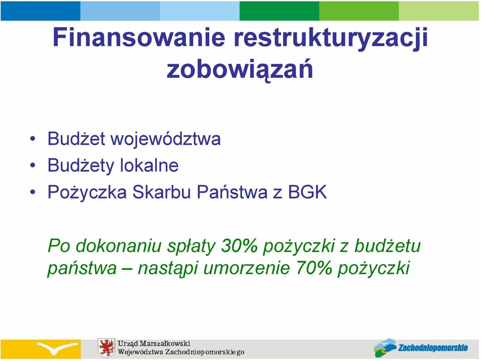 Skarbu Państwa z BGK Po dokonaniu spłaty 30%