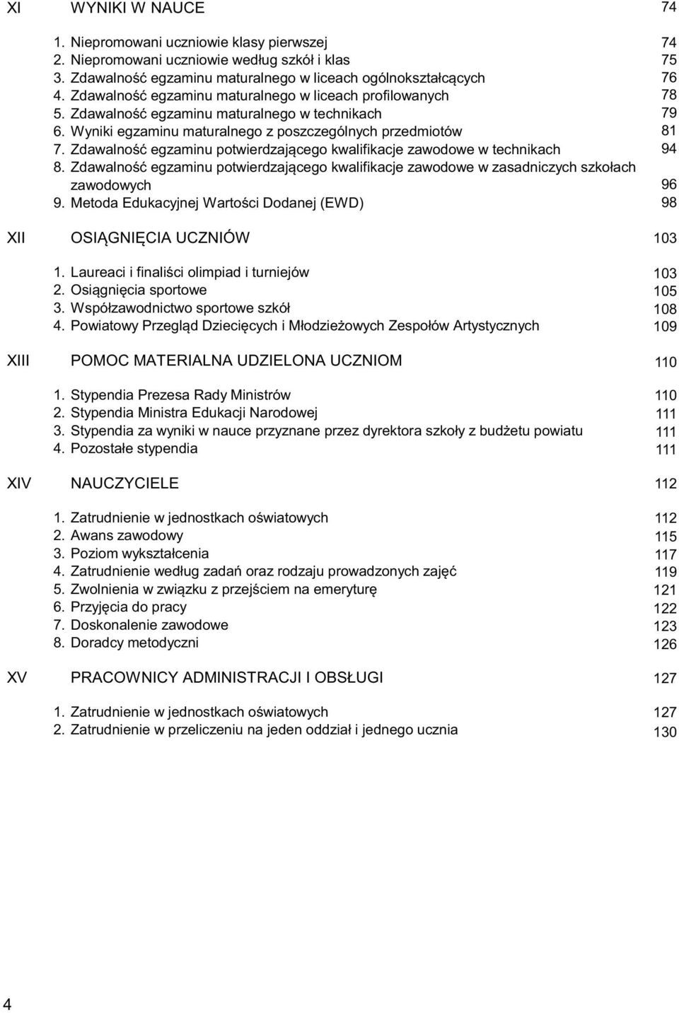 Zdawalno egzaminu potwierdzaj cego kwalifikacje zawodowe w technikach 8. Zdawalno egzaminu potwierdzaj cego kwalifikacje zawodowe w zasadniczych szkołach zawodowych 9.