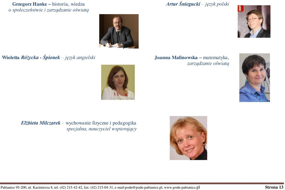 Milczarek wychowanie fizyczne i pedagogika specjalna, nauczyciel wspierający Pabianice 95-200, ul.