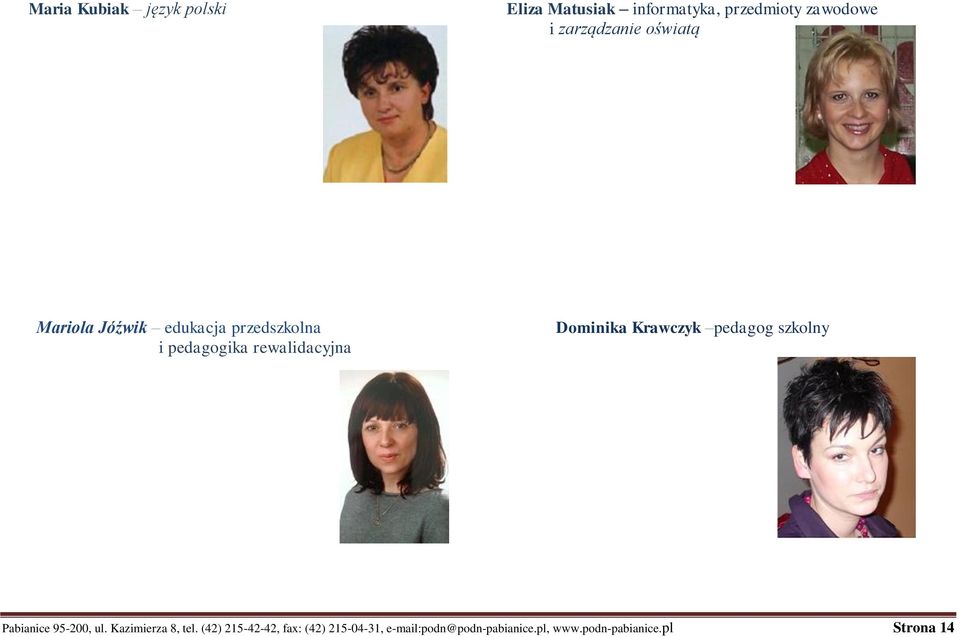 Dominika Krawczyk pedagog szkolny Pabianice 95-200, ul. Kazimierza 8, tel.