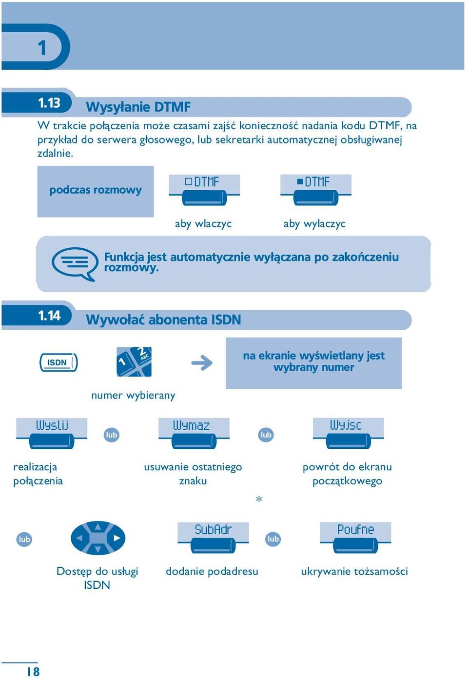 podczas rozmowy DTMF DTMF aby wlaczyc aby wylaczyc Funkcja jest automatycznie wy³¹czana po zakoñczeniu rozmowy. 1.