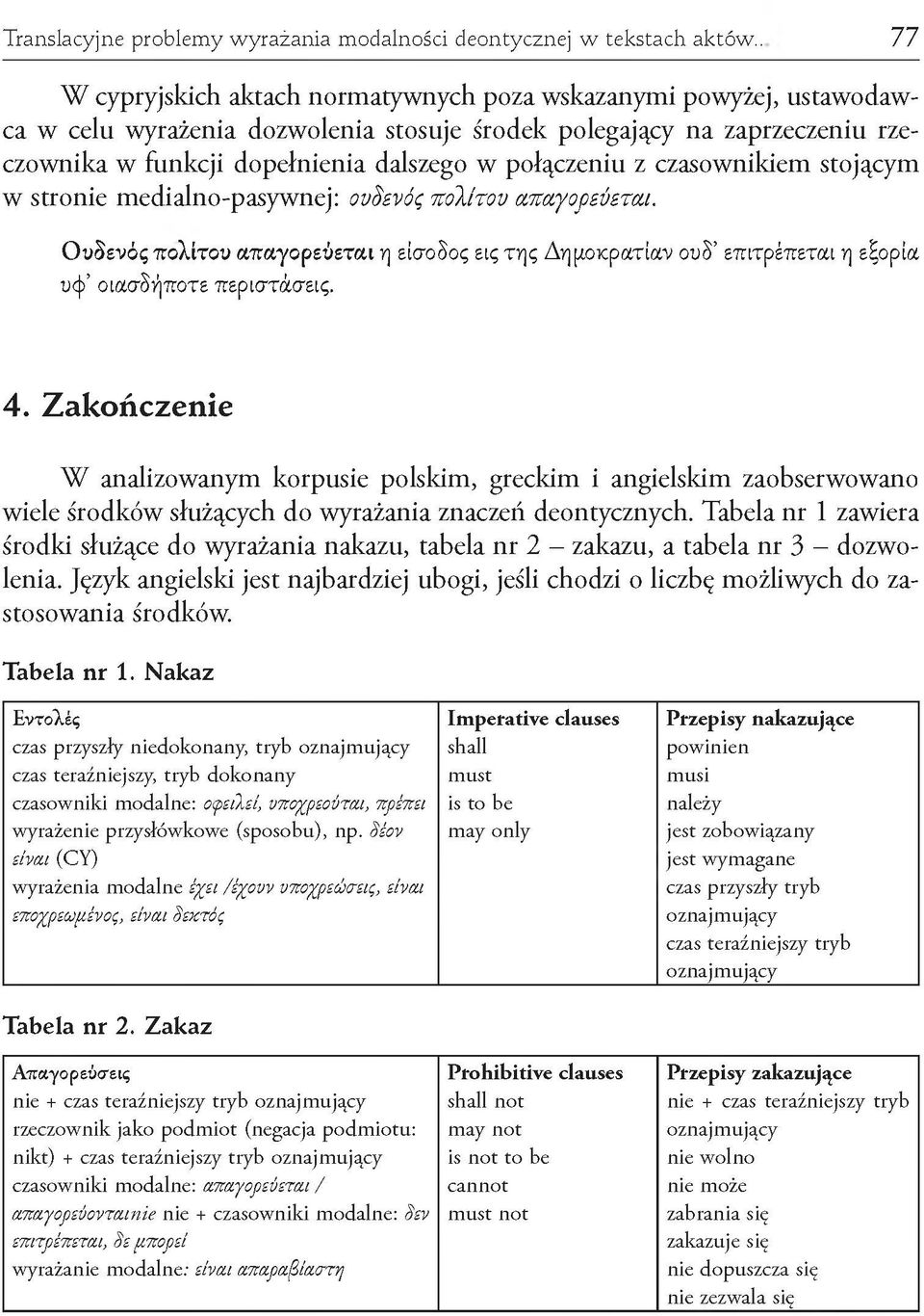 połączeniu z czasownikiem stojącym w stronie medialno-pasywnej: ουδενός πολίτου απαγορεύεται.