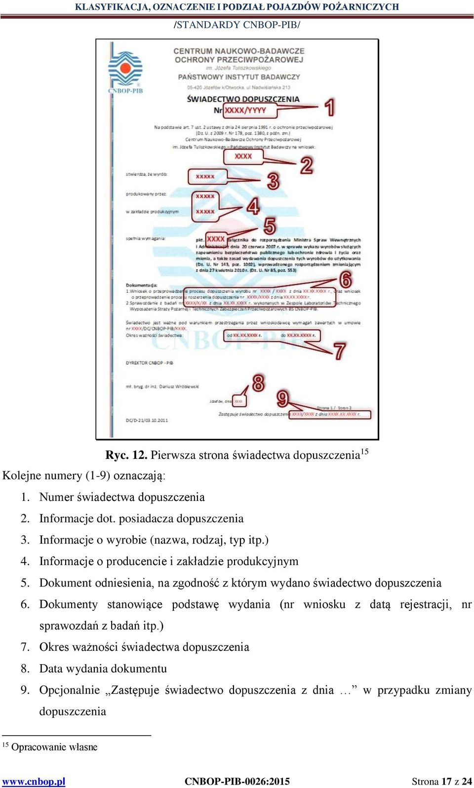 Dokument odniesienia, na zgodność z którym wydano świadectwo dopuszczenia 6.