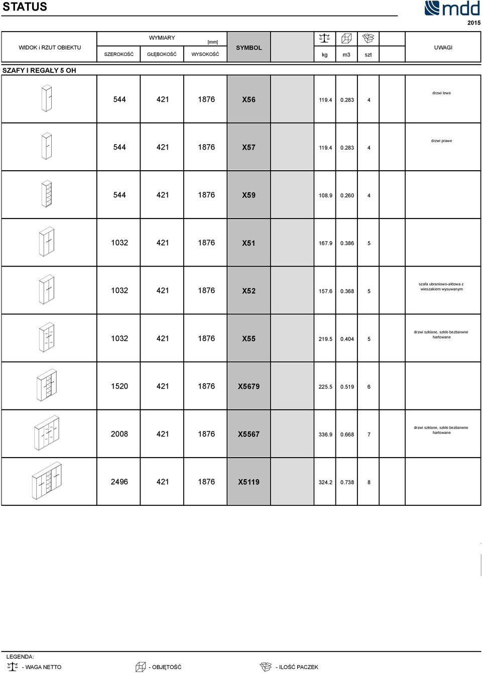 368 5 szafa ubraniowo-aktowa z wieszakiem wysuwanym 1032 421 1876 X55 219.5 0.