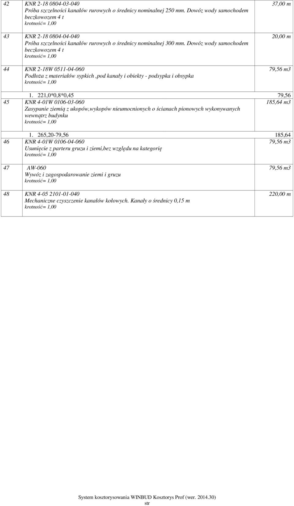 Dowóz wody samochodem 44 KNR 2-18W 0511-04-060 37,00 m 20,00 m 1.