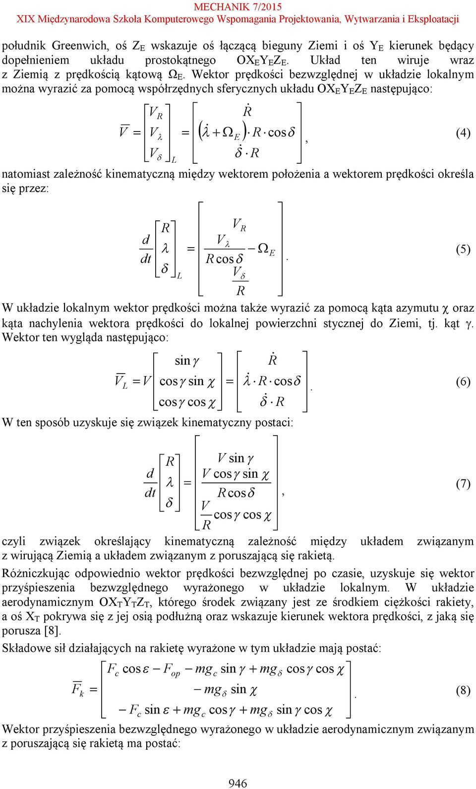prędkośi określa się przez: d (5) dt os.