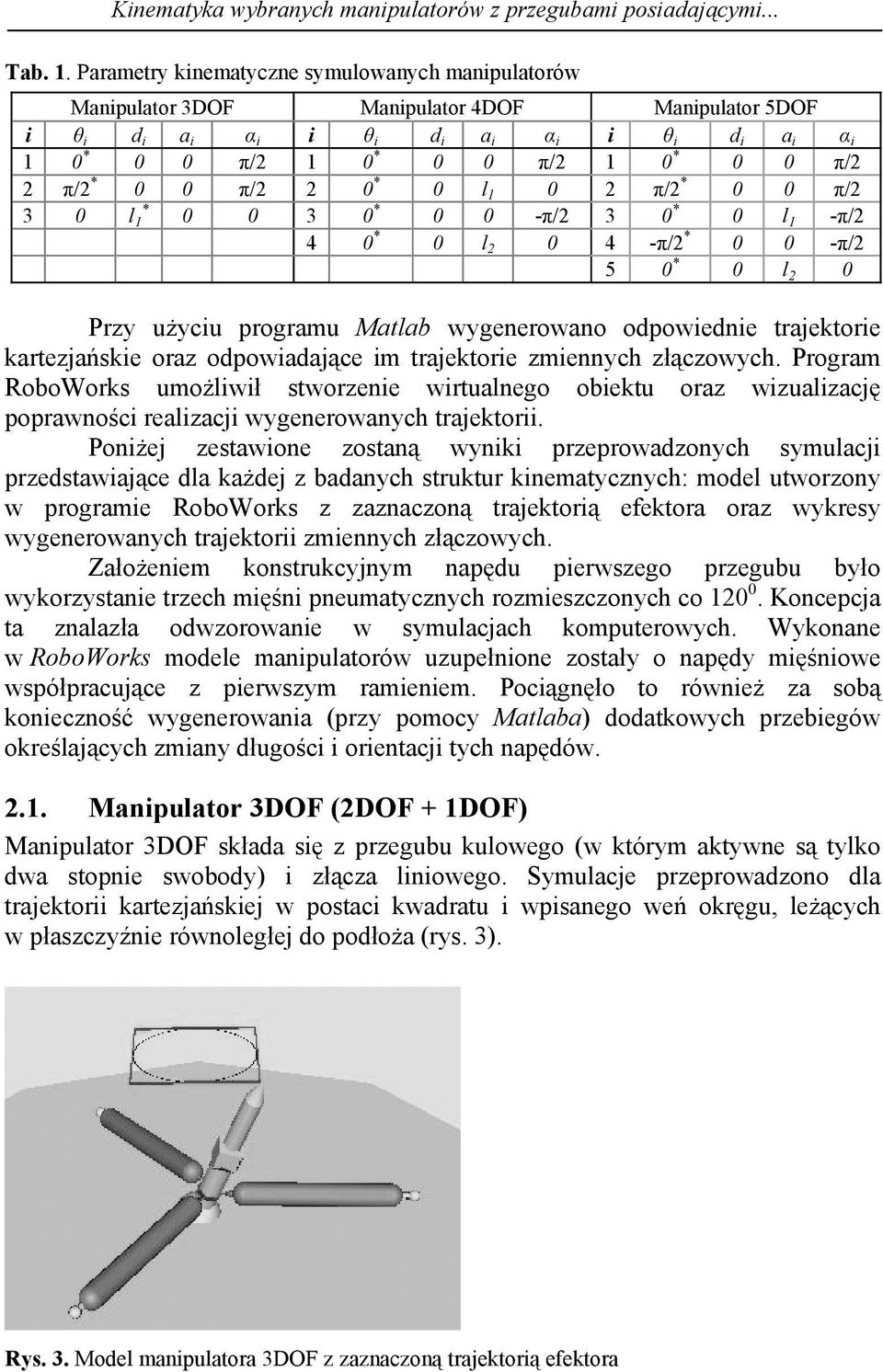 * P użiu pogamu Matab wgeneowano odpowiednie tajektoie katejańkie oa odpowiadająe im tajektoie miennh łąowh.