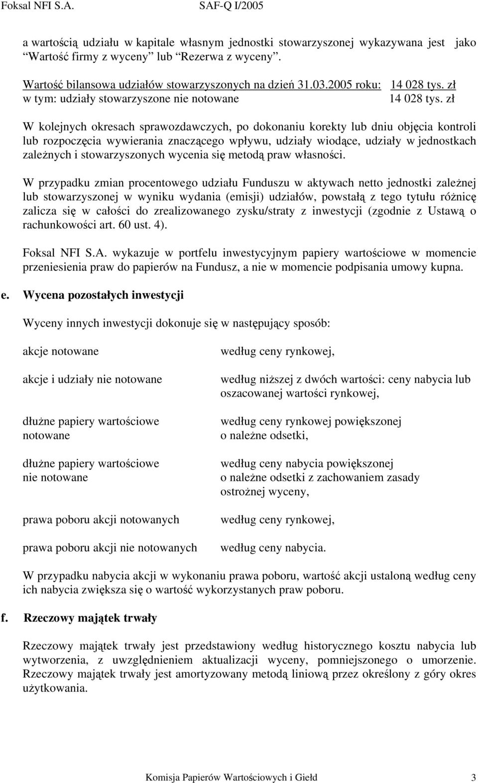 zł W kolejnych okresach sprawozdawczych, po dokonaniu korekty lub dniu objęcia kontroli lub rozpoczęcia wywierania znaczącego wpływu, udziały wiodące, udziały w jednostkach zależnych i