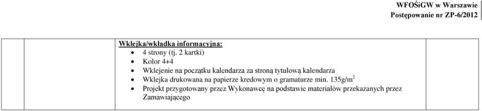 stroną tytułową kalendarza Wklejka drukowana na papierze