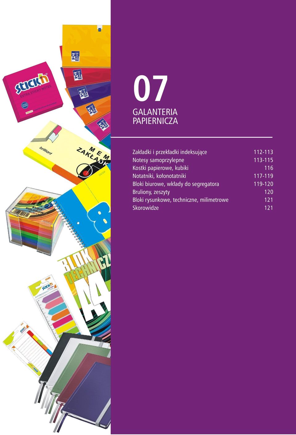 biurowe, wk³ady do segregatora Bruliony, zeszyty Bloki rysunkowe,