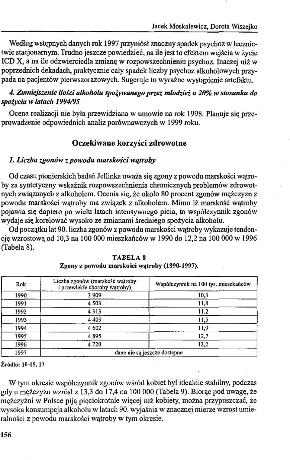 Inaczej niz w poprzednich dekadach, praktycznie cały spadek liczby psychoz alkoholowych przypada na pacjentów pierwszorazowych. Sugeruje to wyrame wystąpienie artefaktu. 4.
