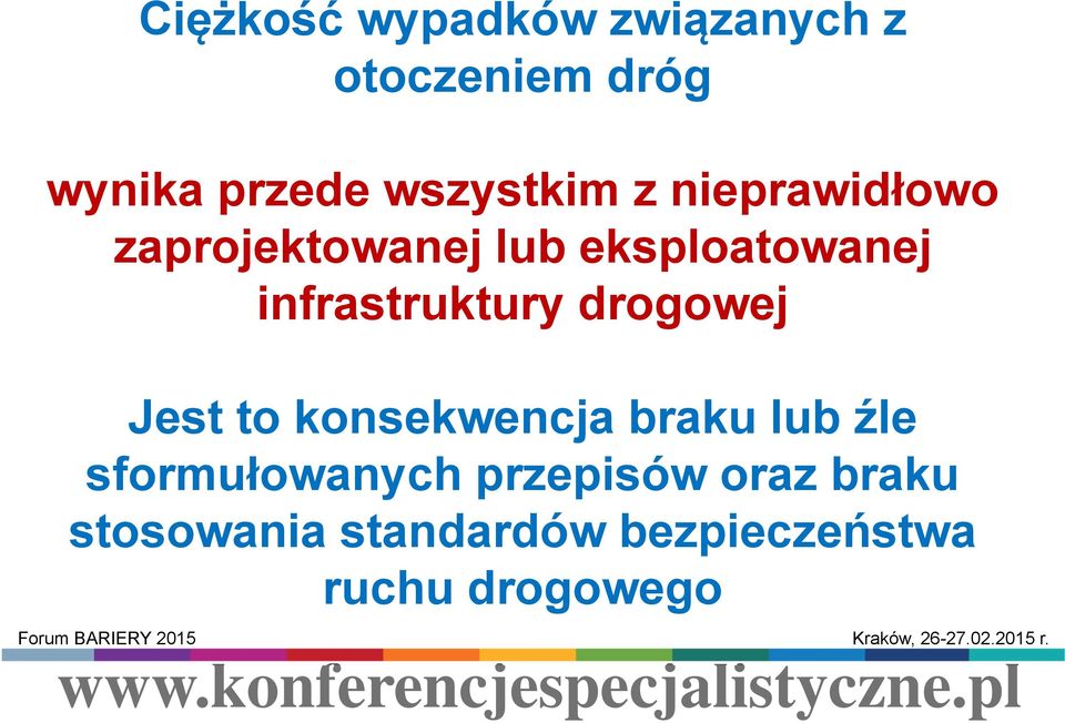 infrastruktury drogowej Jest to konsekwencja braku lub źle