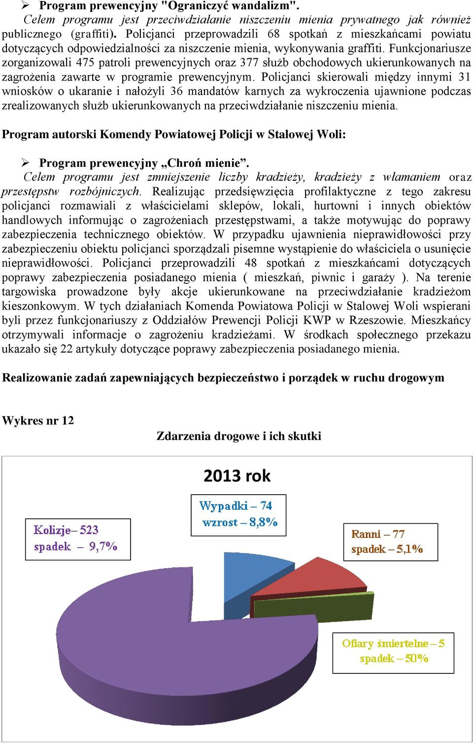 Funkcjonariusze zorganizowali 475 patroli prewencyjnych oraz 377 służb obchodowych ukierunkowanych na zagrożenia zawarte w programie prewencyjnym.