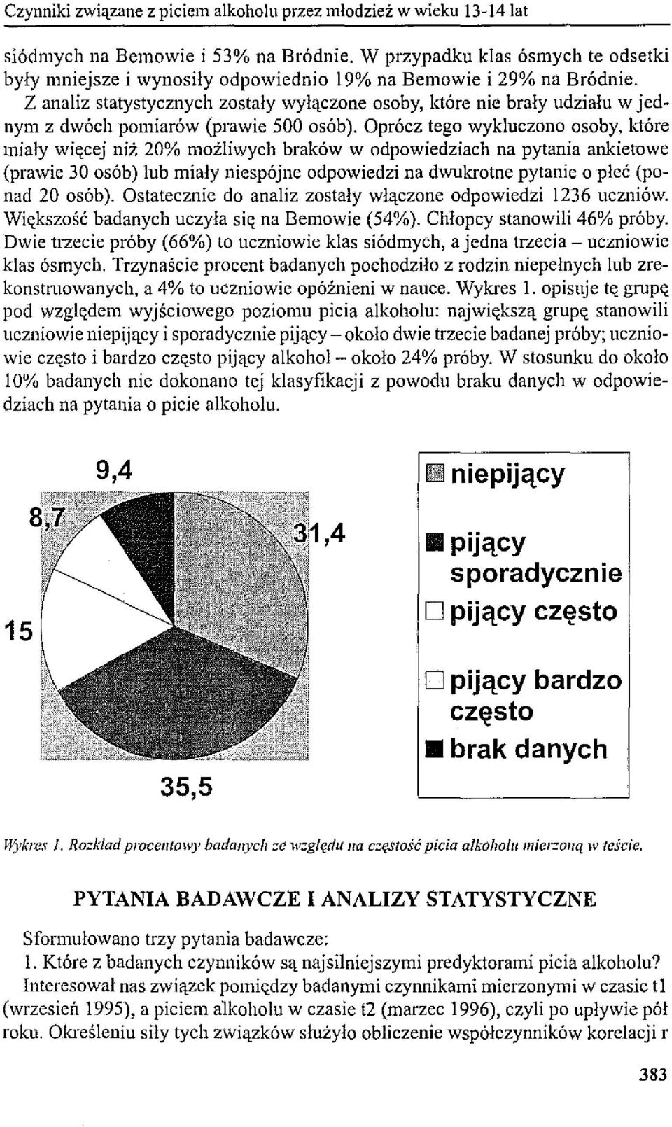 Z analiz statystycznych zostały wyłączone osoby, które nie brały udziału w jednym z dwóch pomiarów (prawie 500 osób).