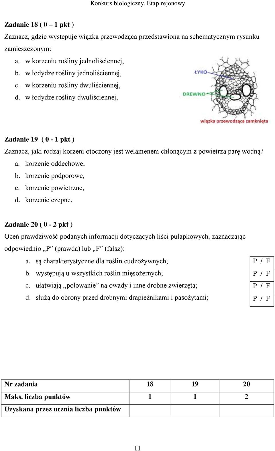 korzenie oddechowe, b. korzenie podporowe, c. korzenie powietrzne, d. korzenie czepne.