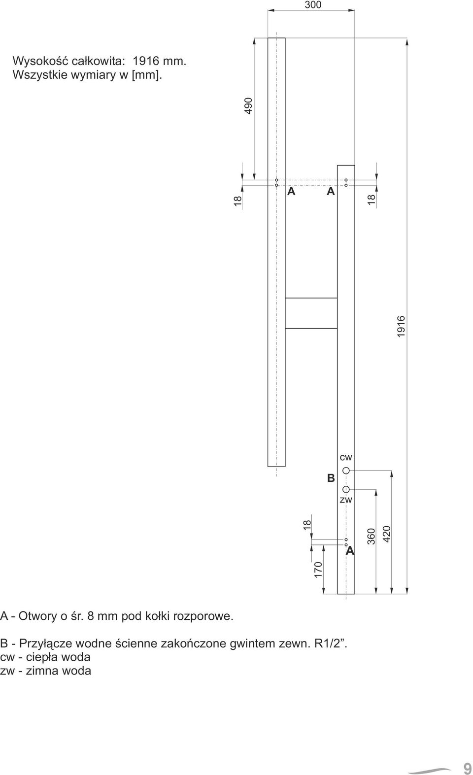 8 mm pod ko³ki rozporowe.