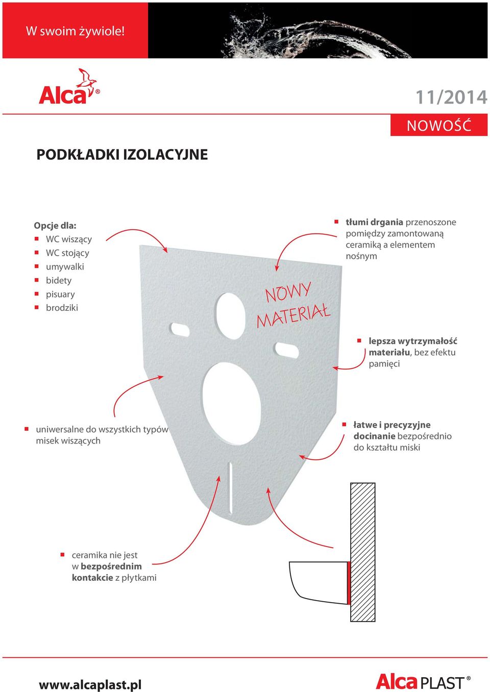 wytrzymałość materiału, bez efektu pamięci uniwersalne do wszystkich typów misek wiszących łatwe