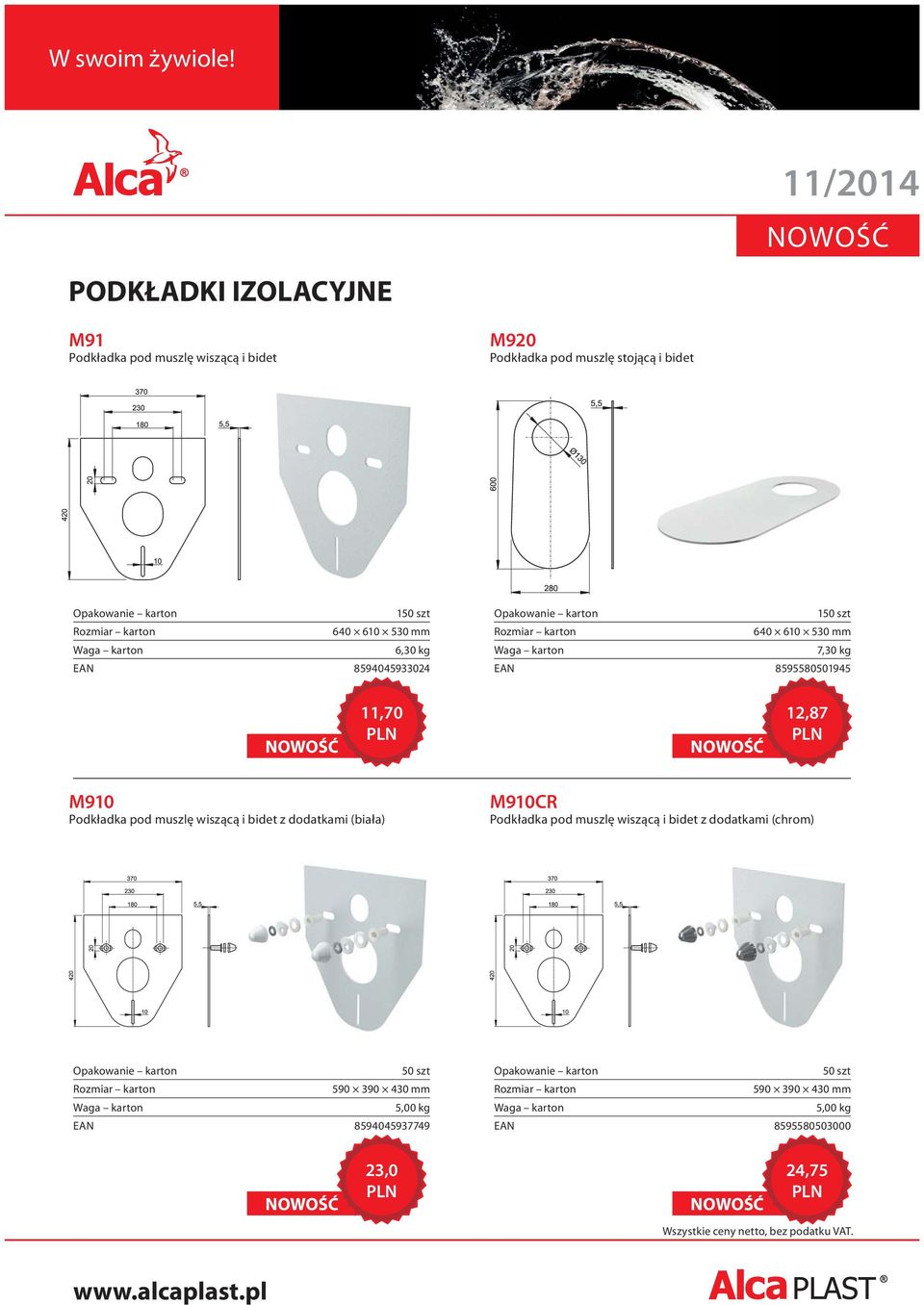 Podkładka pod muszlę wiszącą i bidet z dodatkami (biała) M910CR Podkładka pod muszlę wiszącą i bidet z