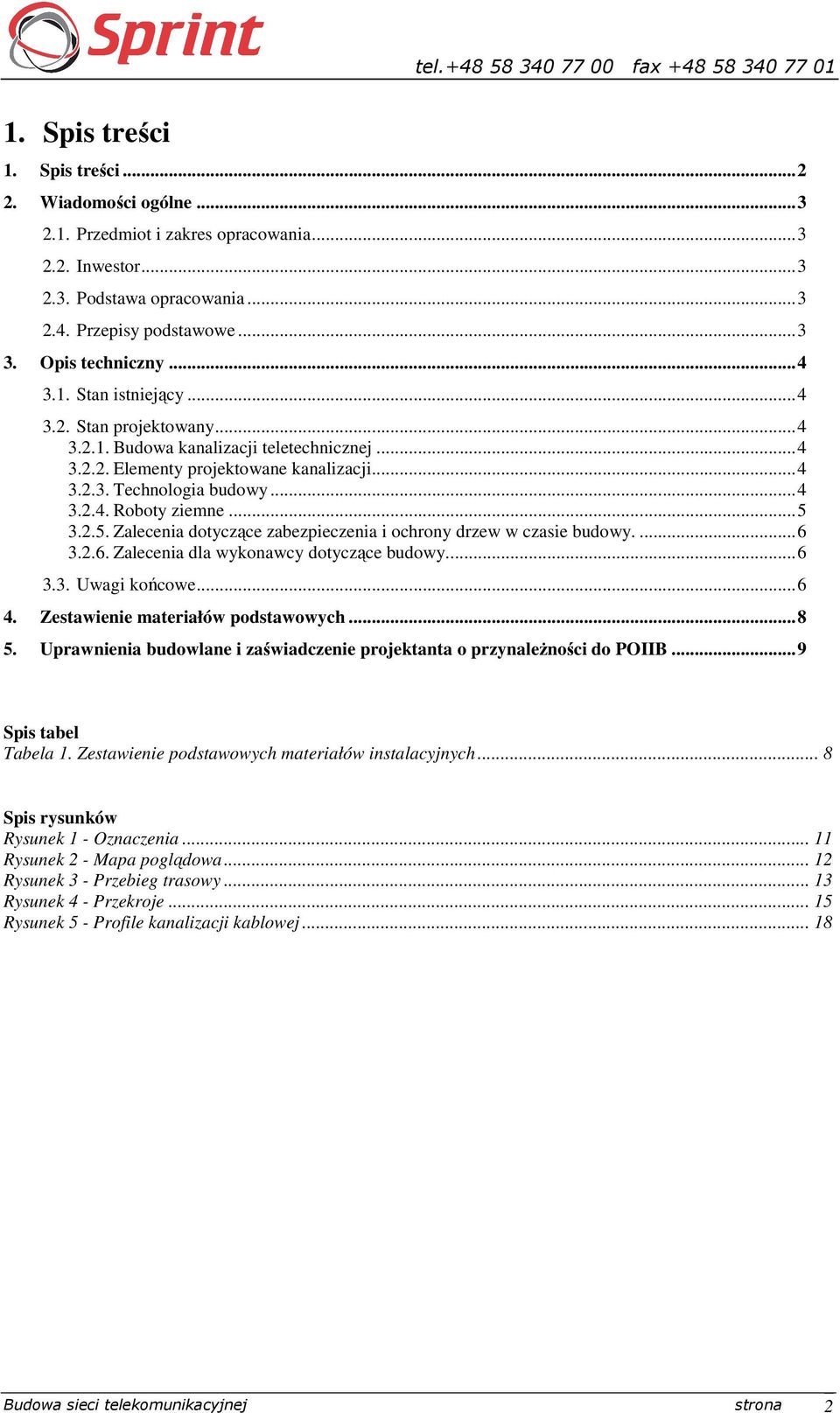 ..5 3.2.5. Zalecenia dotyczące zabezpieczenia i ochrony drzew w czasie budowy....6 3.2.6. Zalecenia dla wykonawcy dotyczące budowy...6 3.3. Uwagi końcowe...6 4. Zestawienie materiałów podstawowych.