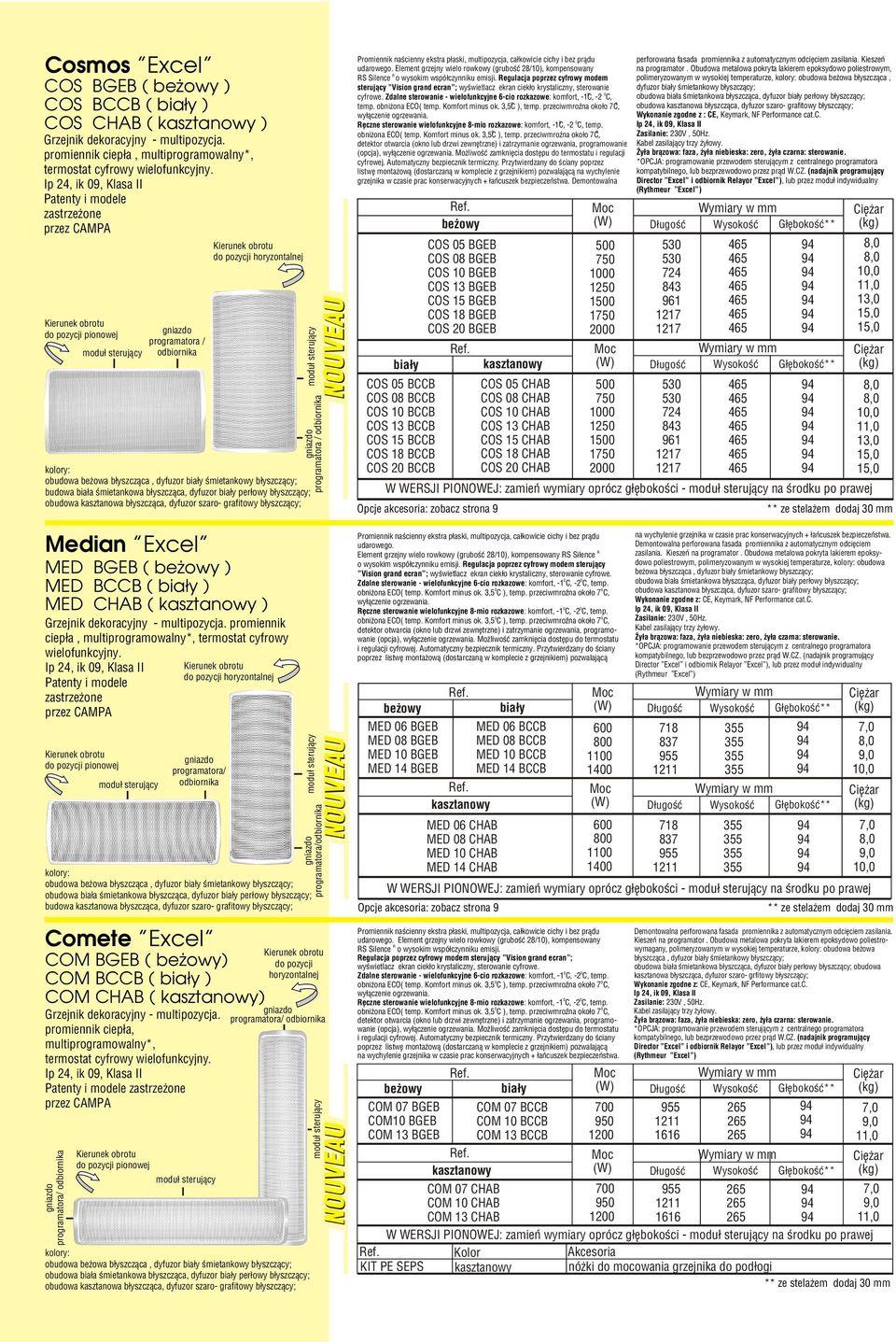 dyfuzr szar- grafitwy b³yszcz¹cy; Median Excel MED BGEB ( be wy ) MED BCCB ( ) MED CHAB ( kasztanwy ) Grzejnik dekracyjny - multipzycja.
