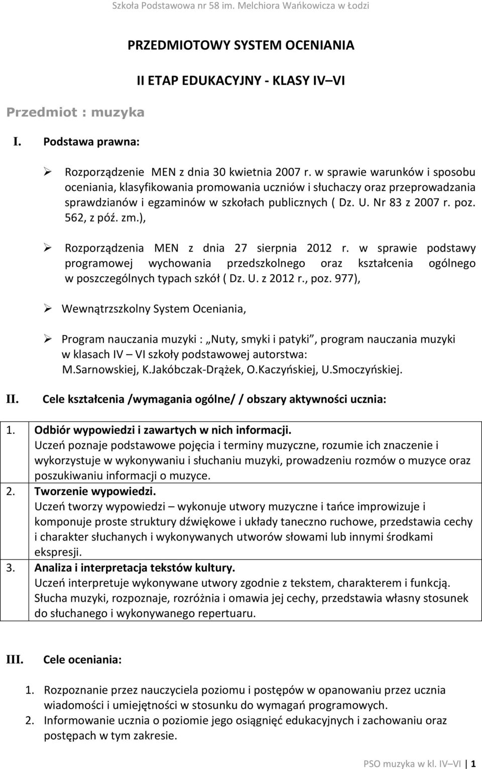 ), Rozporządzenia MEN z dnia 27 sierpnia 2012 r. w sprawie podstawy programowej wychowania przedszkolnego oraz kształcenia ogólnego w poszczególnych typach szkół ( Dz. U. z 2012 r., poz.