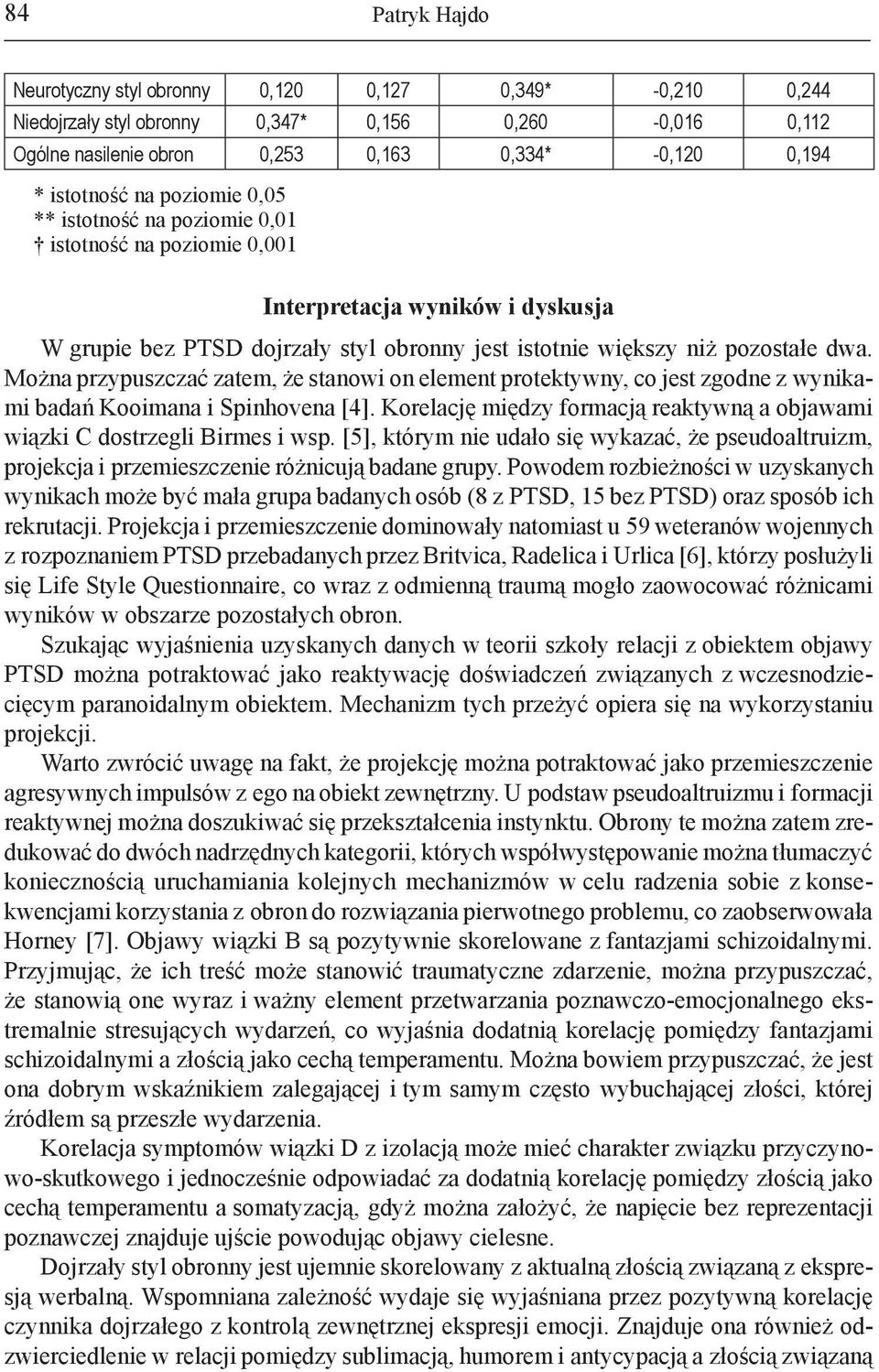 Można przypuszczać zatem, że stanowi on element protektywny, co jest zgodne z wynikami badań Kooimana i Spinhovena [4]. Korelację między formacją reaktywną a objawami wiązki C dostrzegli Birmes i wsp.