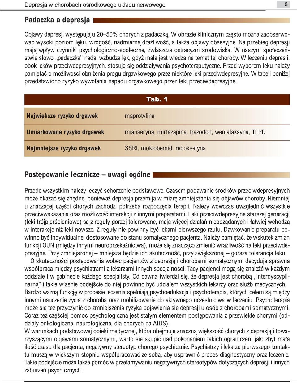 Na przebieg depresji majà wp yw czynniki psychologiczno-spo eczne, zw aszcza ostracyzm Êrodowiska. W naszym spo eczeƒstwie s owo padaczka nadal wzbudza l k, gdy ma a jest wiedza na temat tej choroby.