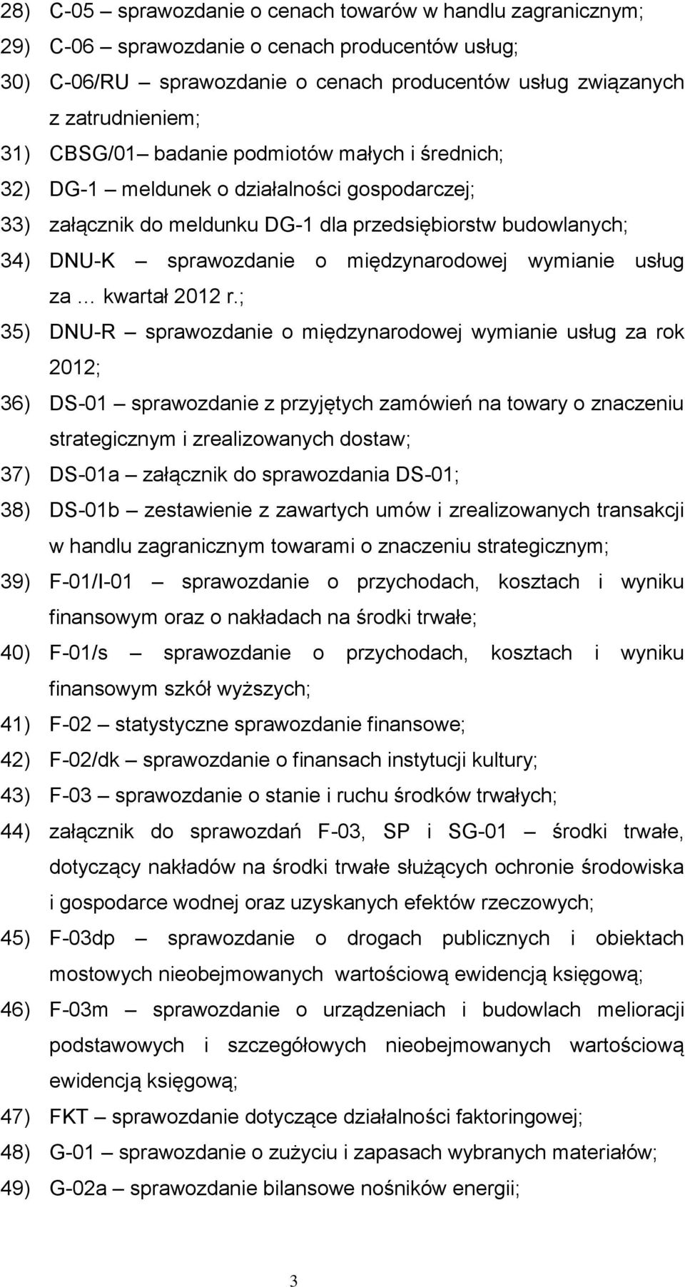 wymianie usług za kwartał 2012 r.
