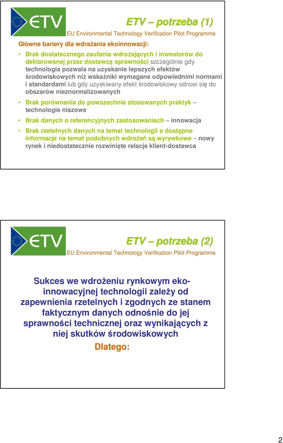 powszechnie stosowanych praktyk technologie niszowe Brak danych o referencyjnych zastosowaniach innowacja Brak rzetelnych danych na temat technologii a dostępne informacje na temat podobnych wdrożeń