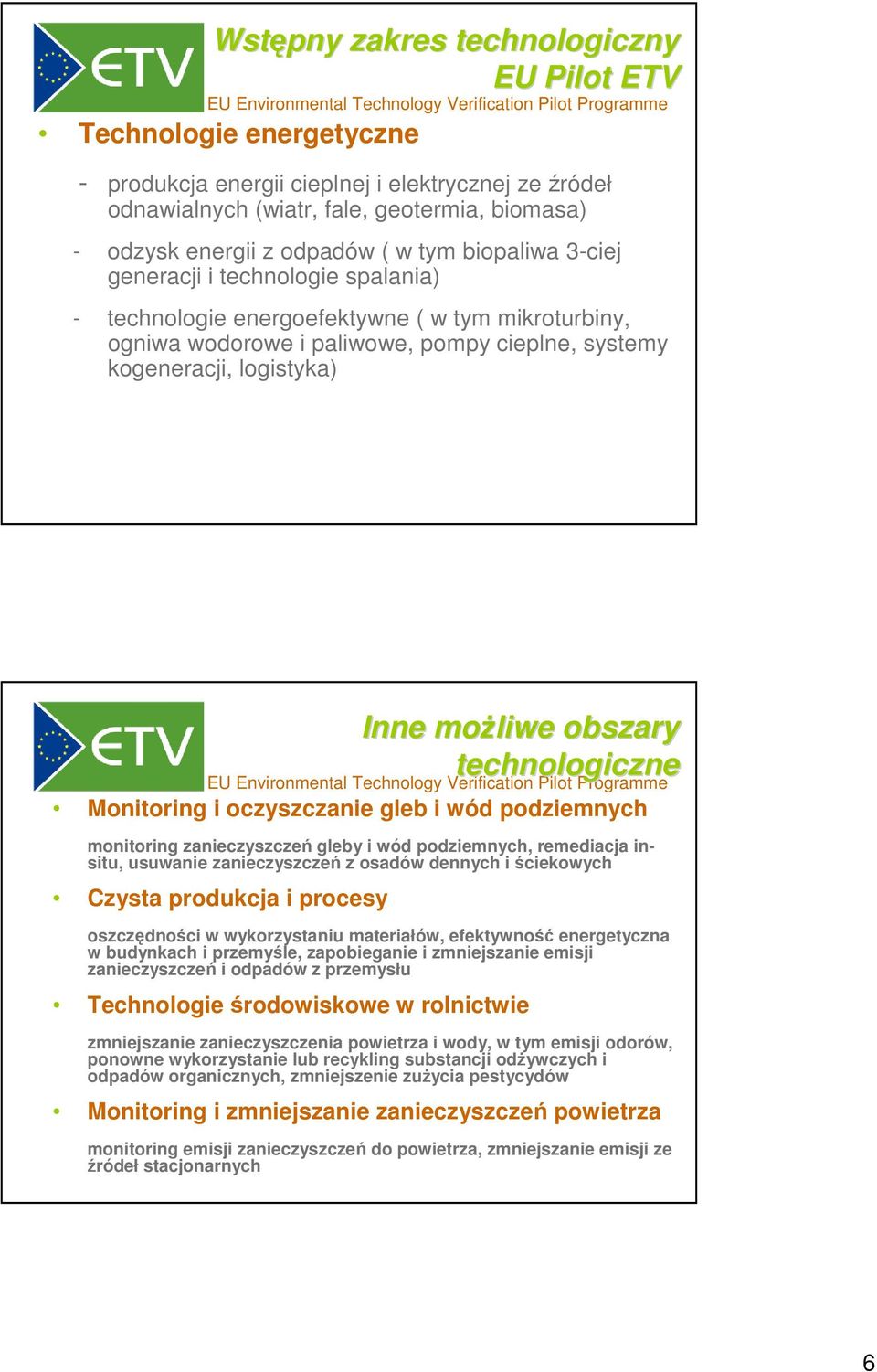 obszary technologiczne Monitoring i oczyszczanie gleb i wód podziemnych monitoring zanieczyszczeń gleby i wód podziemnych, remediacja insitu, usuwanie zanieczyszczeń z osadów dennych i ściekowych