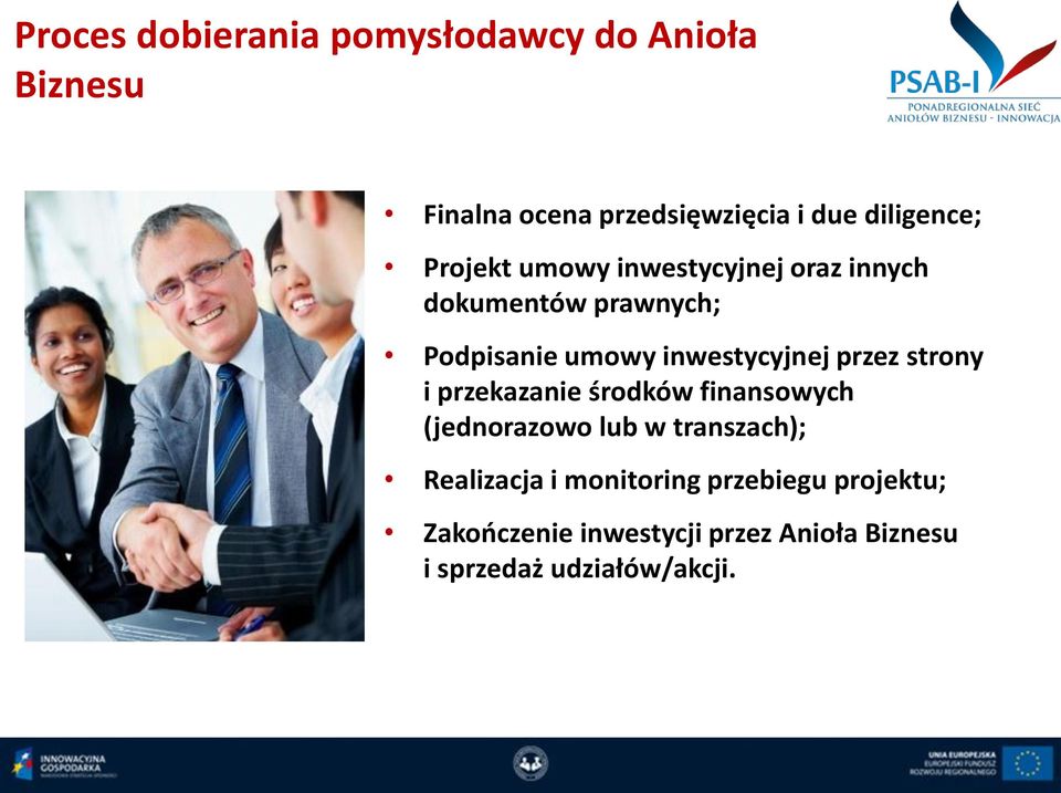 inwestycyjnej przez strony i przekazanie środków finansowych (jednorazowo lub w transzach);