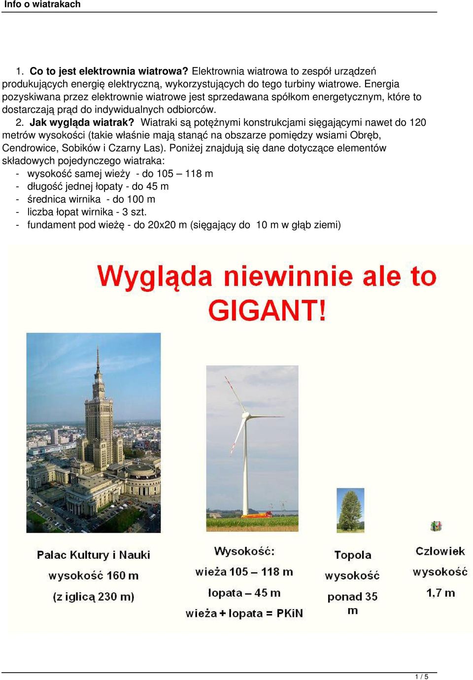 Info o wiatrakach Co to jest elektrownia wiatrowa? Jak wygląda wiatrak? -  PDF Darmowe pobieranie