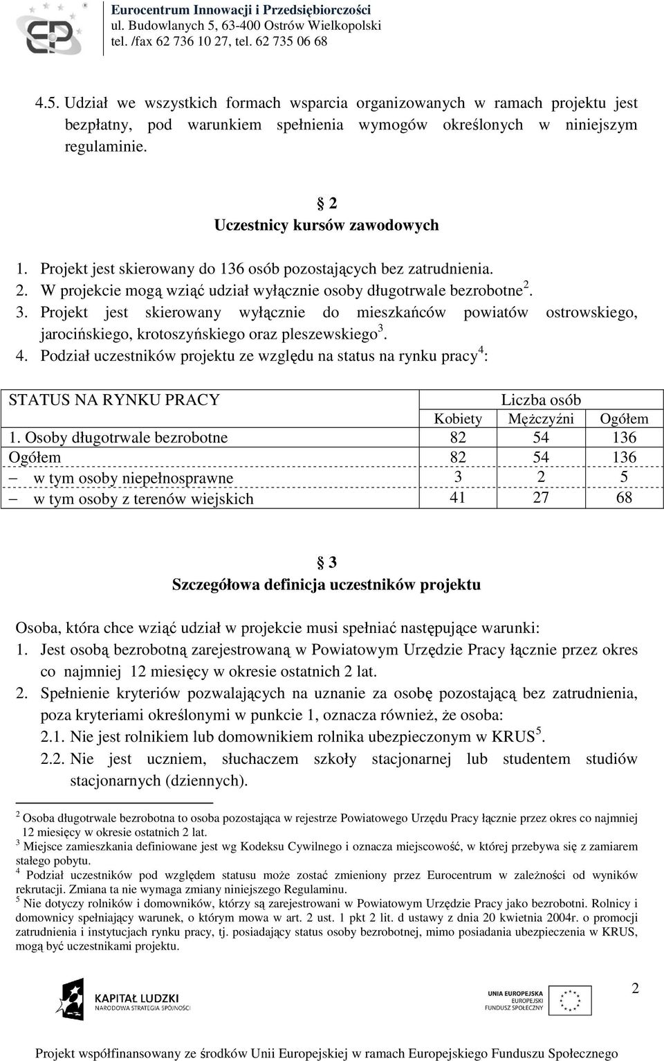 Projekt jest skierowany wyłącznie do mieszkańców powiatów ostrowskiego, jarocińskiego, krotoszyńskiego oraz pleszewskiego 3. 4.