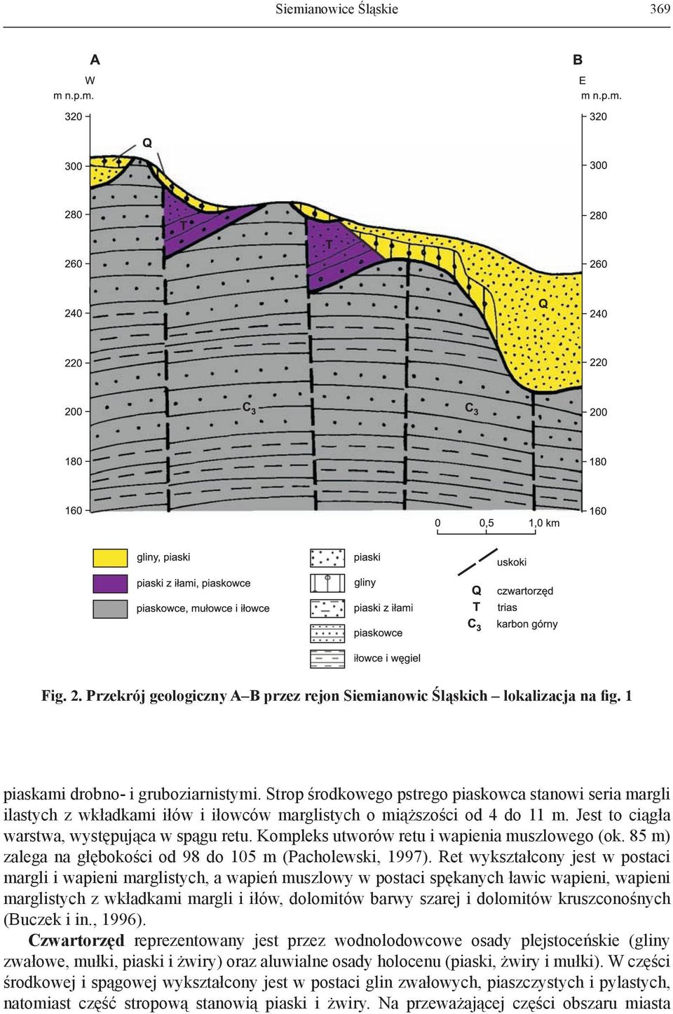 Kompleks utworów retu i wapienia muszlowego (ok. 85 m) zalega na głębokości od 98 do 105 m (Pacholewski, 1997).