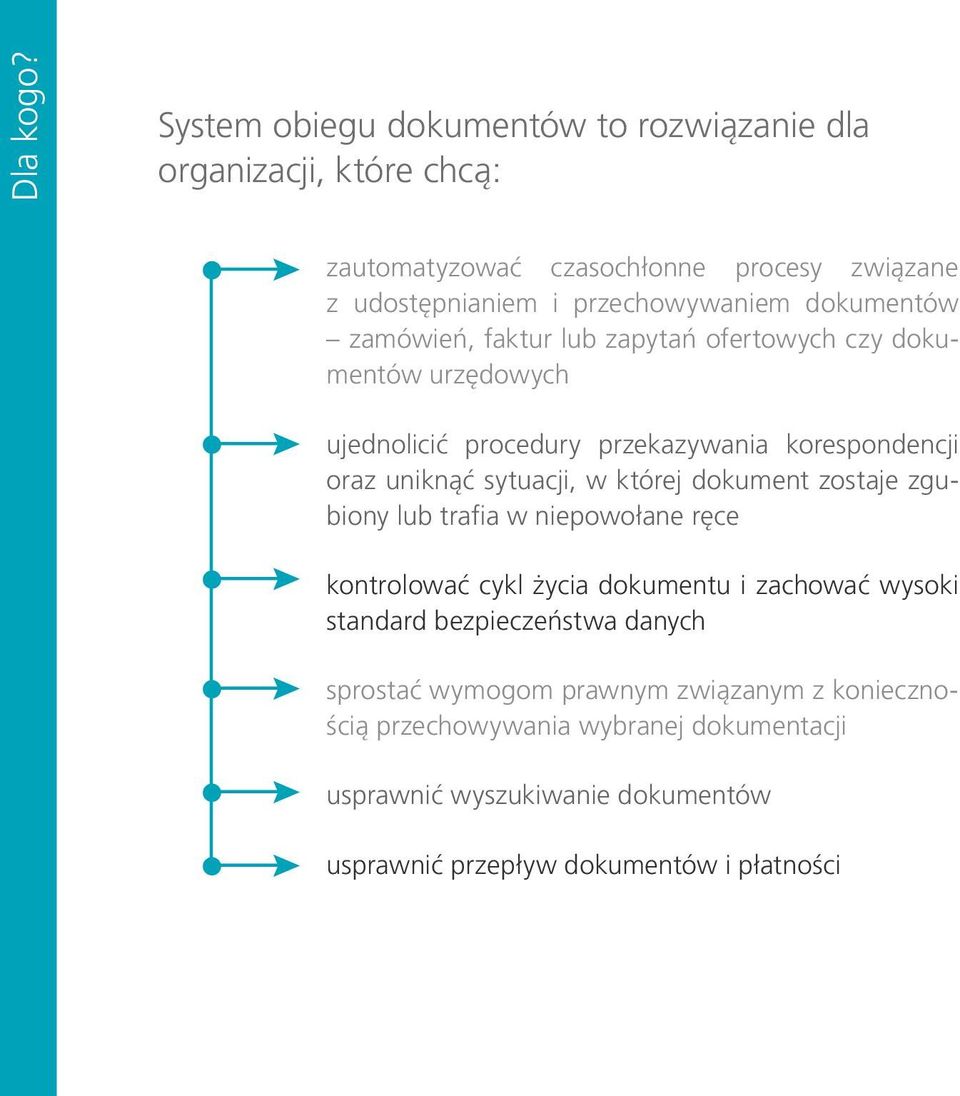 dokumentów zamówień, faktur lub zapytań ofertowych czy dokumentów urzędowych ujednolicić procedury przekazywania korespondencji oraz uniknąć sytuacji, w