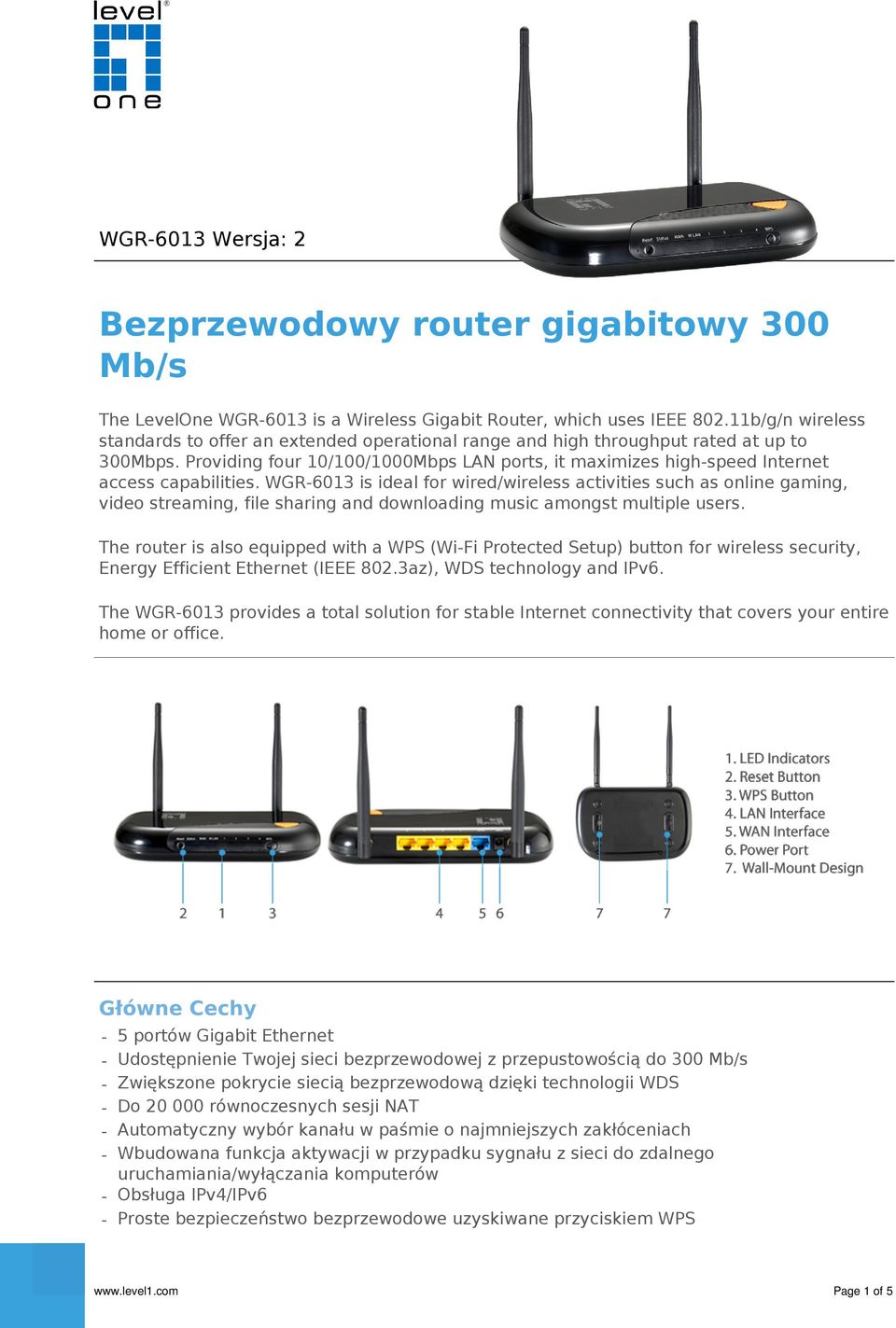 Providing four 10/100/1000Mbps LAN ports, it maximizes high-speed Internet access capabilities.