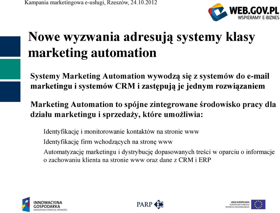 sprzedaży, które umożliwia: Identyfikację i monitorowanie kontaktów na stronie www Identyfikację firm wchodzących na stronę www