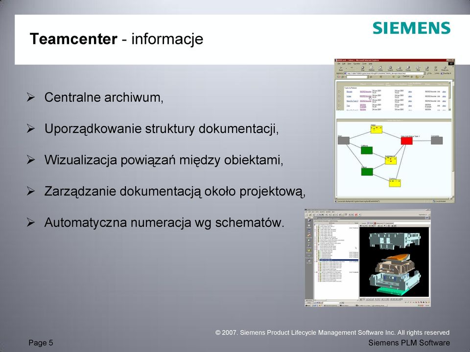 powiązań między obiektami, Zarządzanie dokumentacją