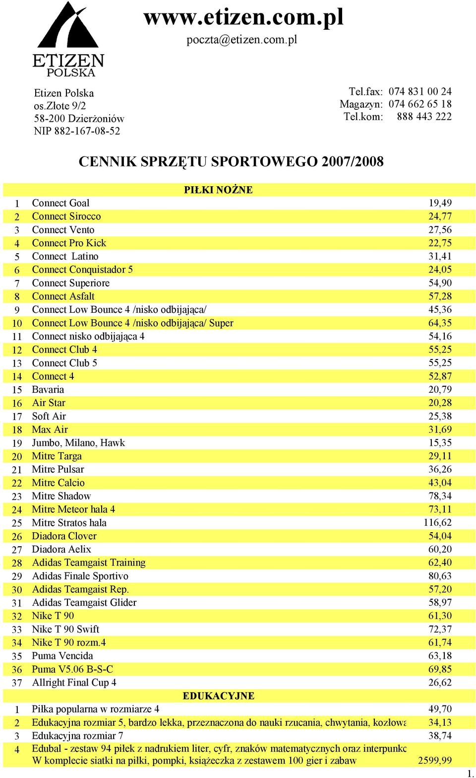 Conquistador 5 24,05 7 Connect Superiore 54,90 8 Connect Asfalt 57,28 9 Connect Low Bounce 4 /nisko odbijająca/ 45,36 10 Connect Low Bounce 4 /nisko odbijająca/ Super 64,35 11 Connect nisko