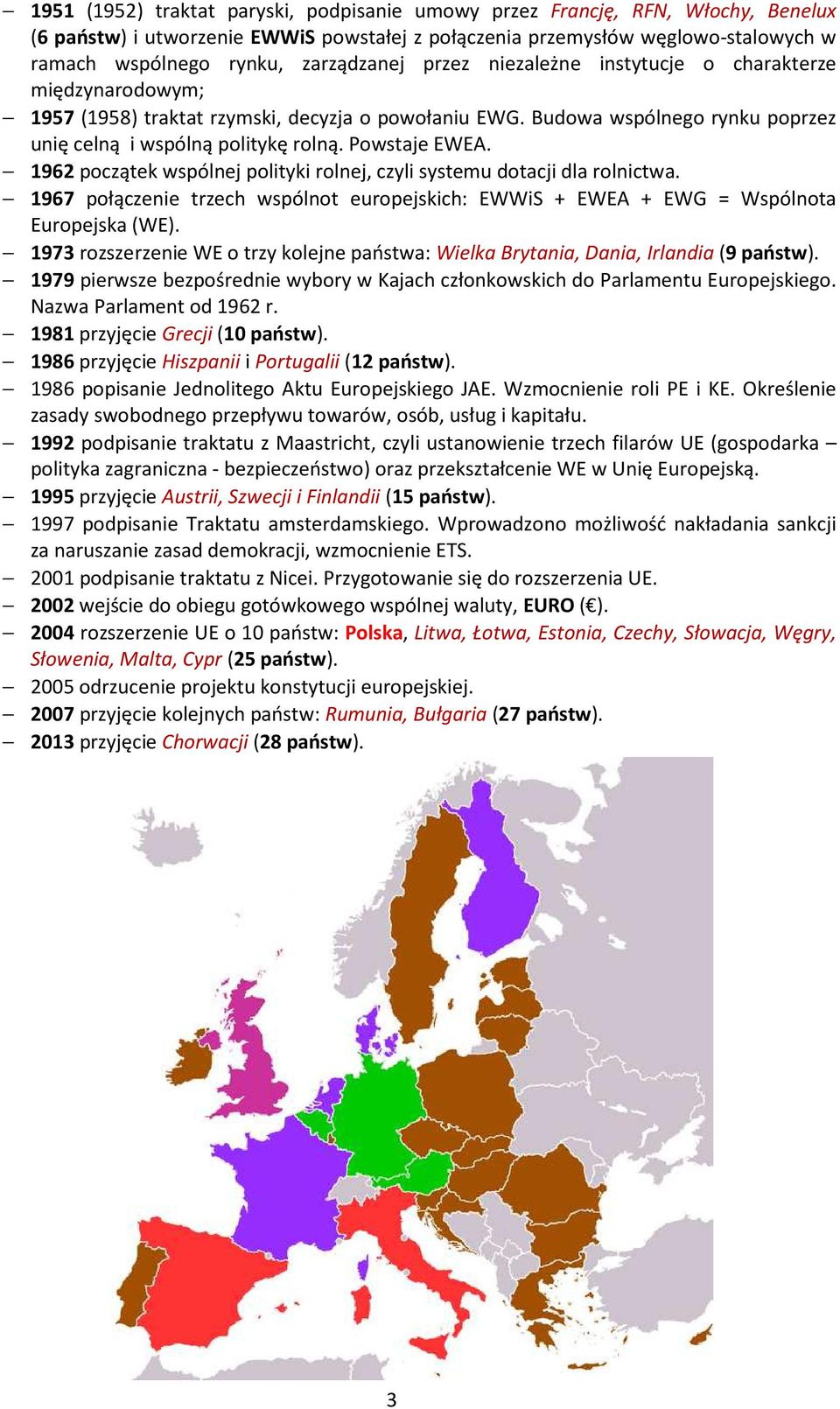 Powstaje EWEA. 1962 początek wspólnej polityki rolnej, czyli systemu dotacji dla rolnictwa. 1967 połączenie trzech wspólnot europejskich: EWWiS + EWEA + EWG = Wspólnota Europejska (WE).