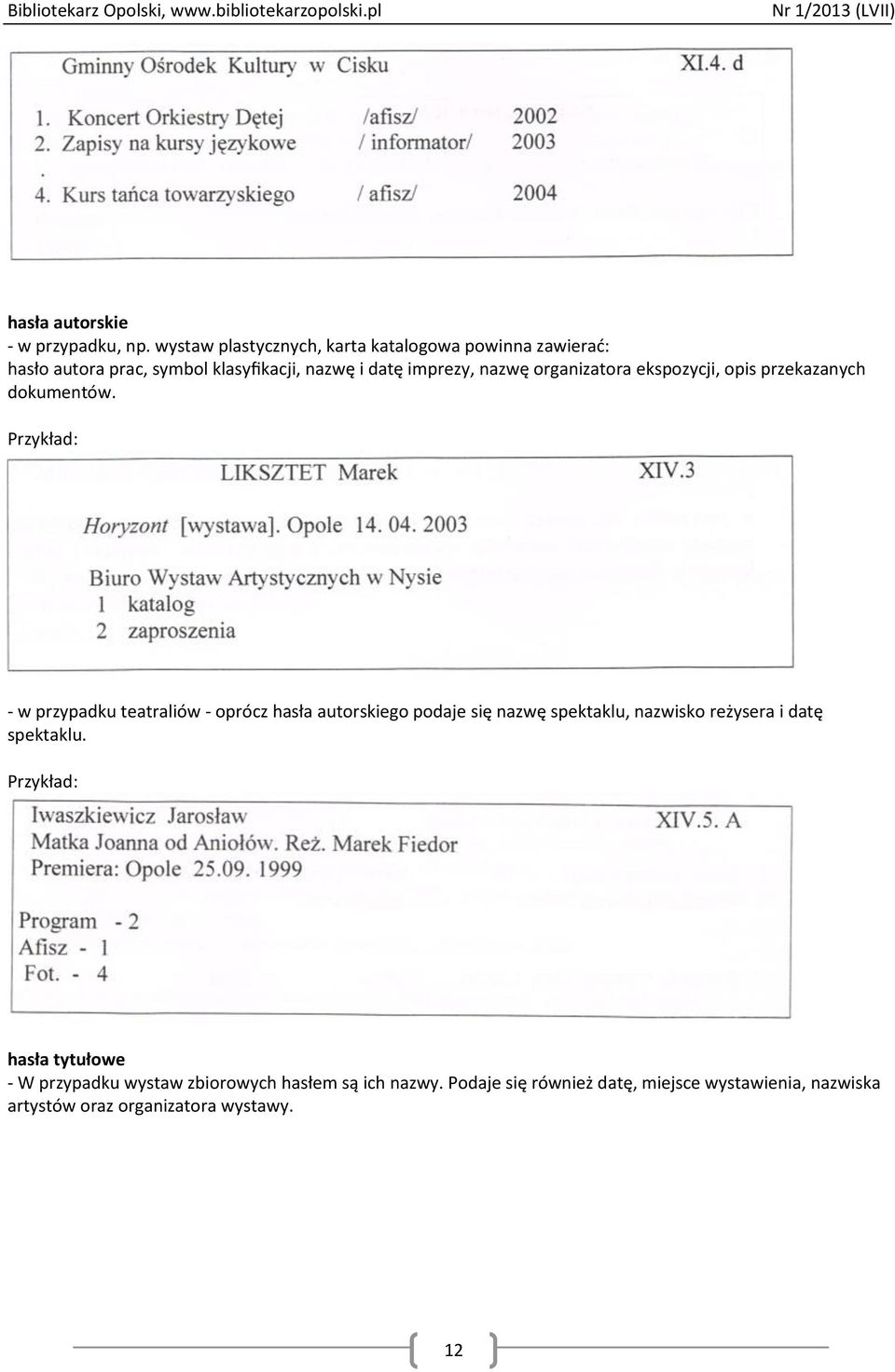 organizatora ekspozycji, opis przekazanych dokumentów.