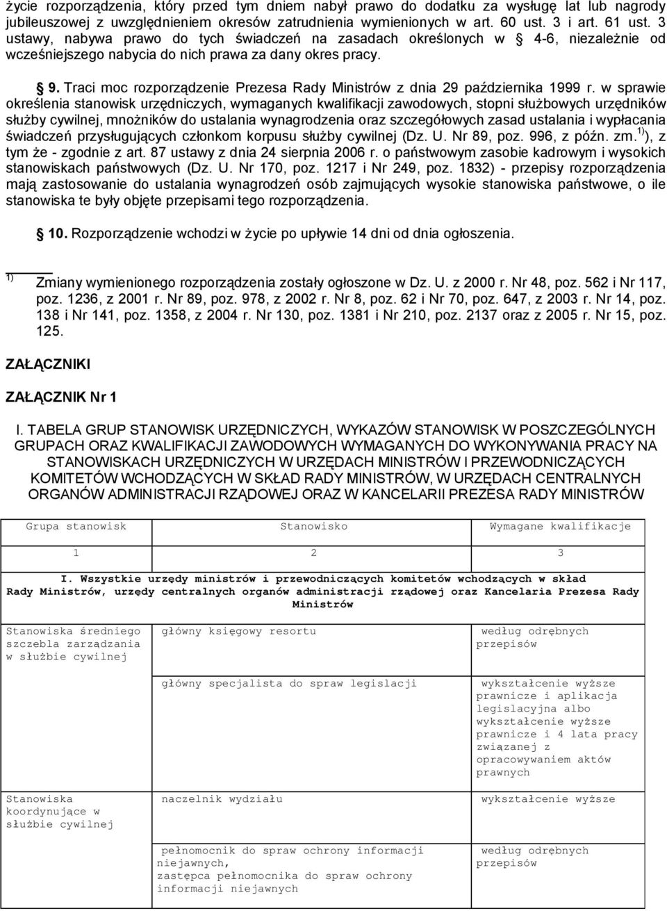 Traci moc rozporządzenie Prezesa Rady Ministrów z dnia 29 października 1999 r.