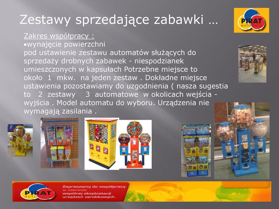 około 1 mkw. na jeden zestaw.