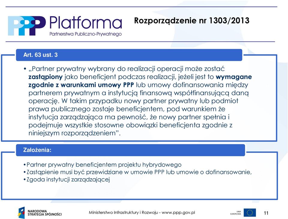 dofinansowania między partnerem prywatnym a instytucją finansową współfinansującą daną operację.