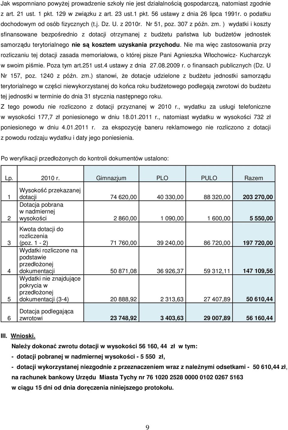 ) wydatki i koszty sfinansowane bezpośrednio z dotacji otrzymanej z budŝetu państwa lub budŝetów jednostek samorządu terytorialnego nie są kosztem uzyskania przychodu.