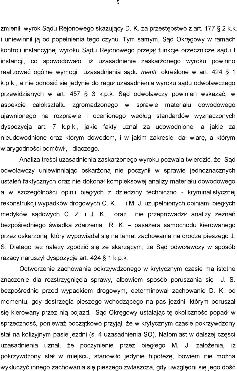 ogólne wymogi uzasadnienia sądu meriti, okr
