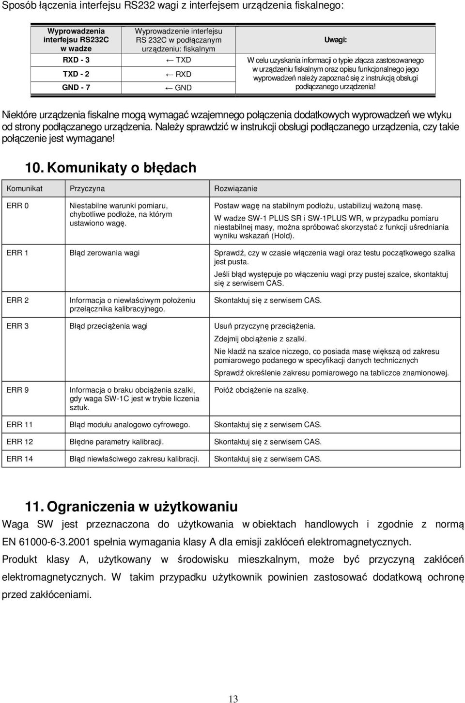 podłączanego urządzenia! Niektóre urządzenia fiskalne mogą wymagać wzajemnego połączenia dodatkowych wyprowadzeń we wtyku od strony podłączanego urządzenia.