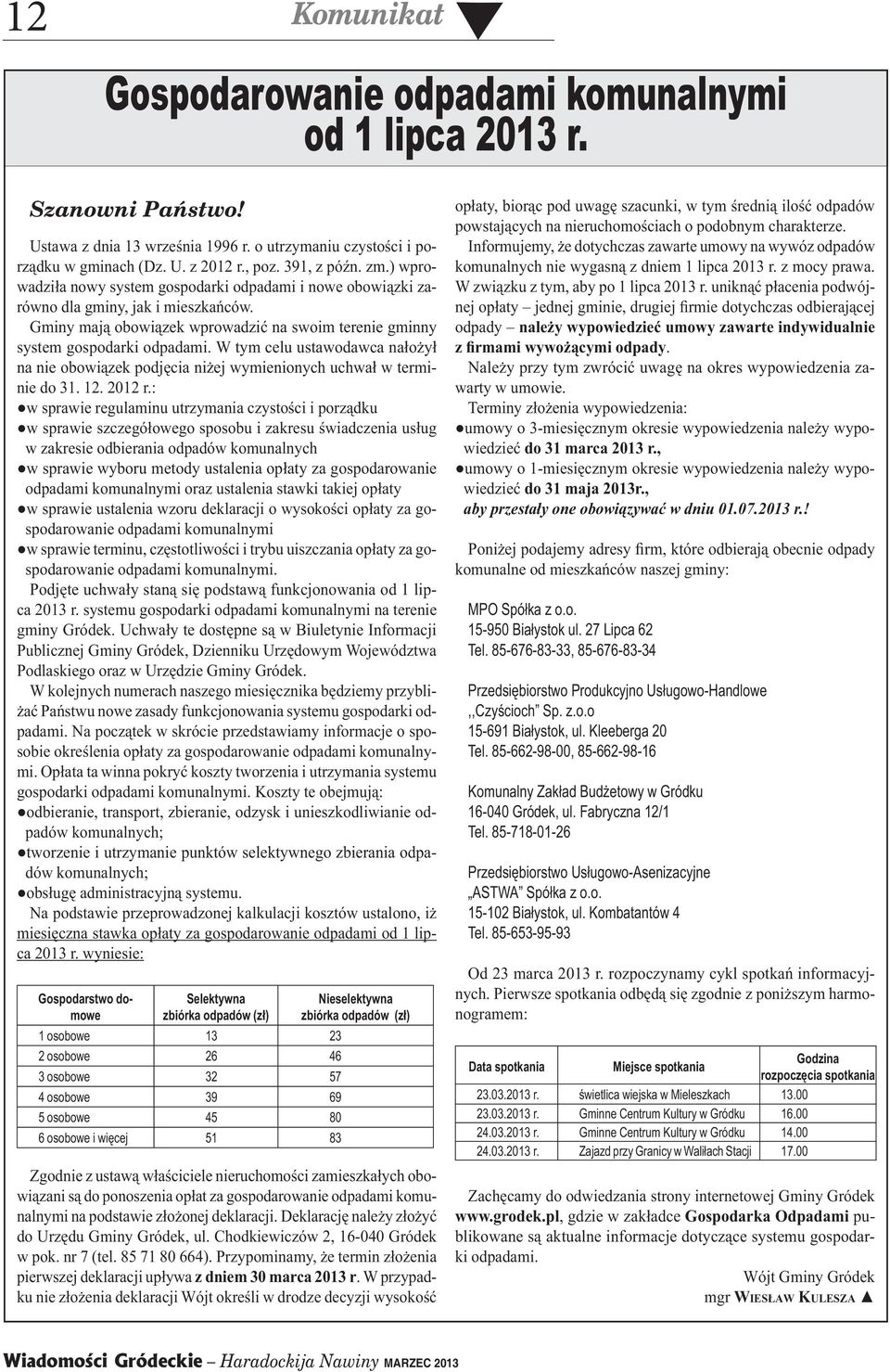 W tym celu ustawodawca nałożył na nie obowiązek podjęcia niżej wymienionych uchwał w terminie do 31. 12. 2012 r.