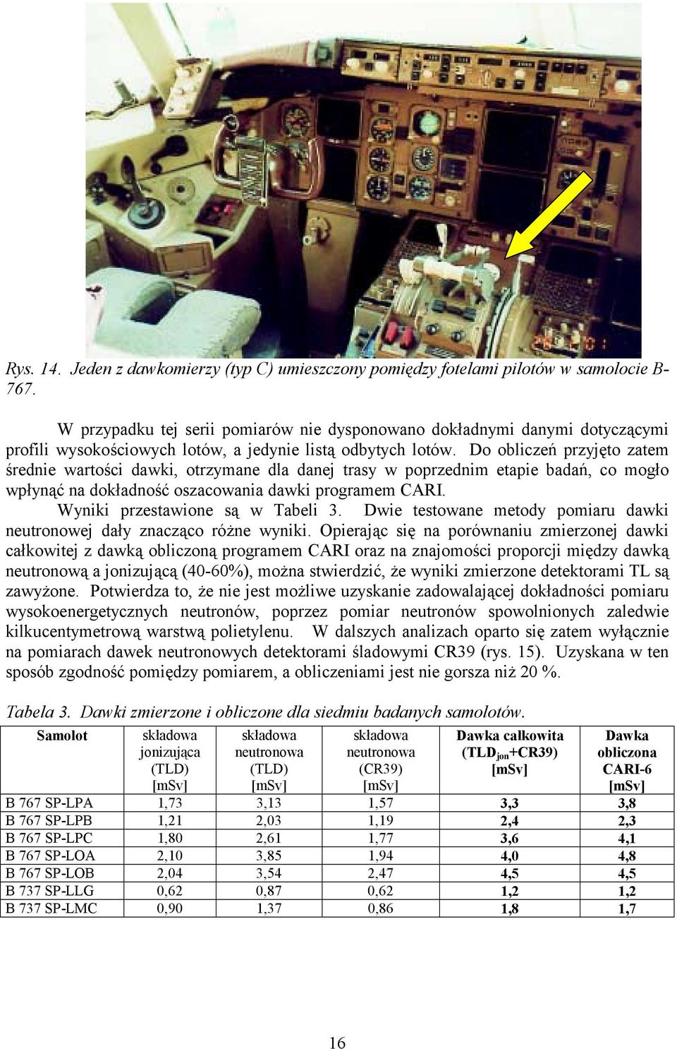 Do obliczeń przyjęto zatem średnie wartości dawki, otrzymane dla danej trasy w poprzednim etapie badań, co mogło wpłynąć na dokładność oszacowania dawki programem CARI.